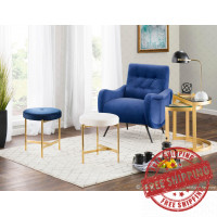 Lumisource B17-CHLOE AU+BU Chloe Contemporary Vanity Stool in Gold Metal and Blue Velvet 